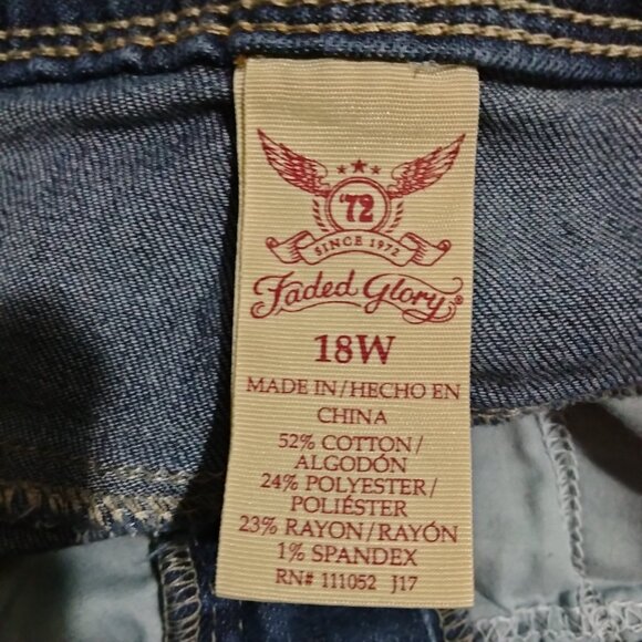 Faded Glory Women's Plus Size 18W (37x23) Stretch Denim Jeans Blue - Picture 4 of 6